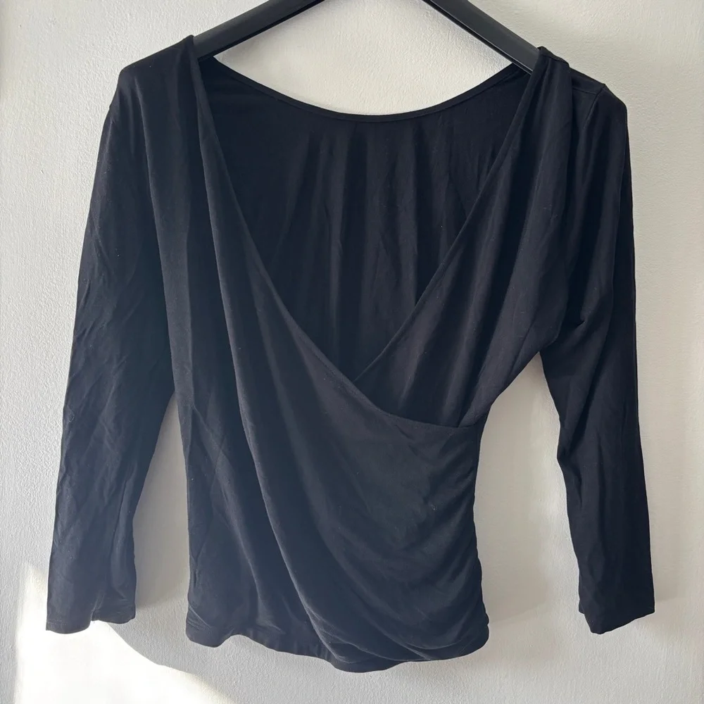 Encircled Black Reversible Breakaway wrap top 3/4 Sleeve - Size Medium - Picture 4 of 12